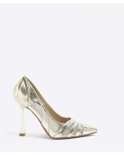 River Island Cut Out Heeled Court Shoes - White