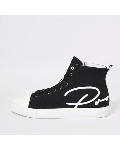 River Island Prolific Canvas High Top Sneakers - Black