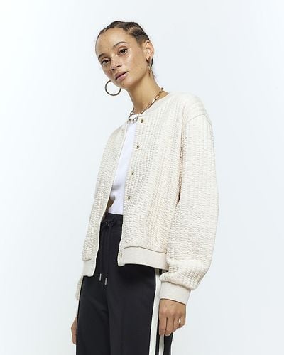 River Island Quilted Bomber Sweatshirt - White