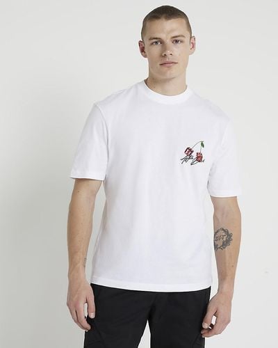 River Island Graphic Print Dice T-shirt - White