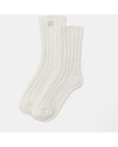 River Island Cream Knit Ankle Socks - White