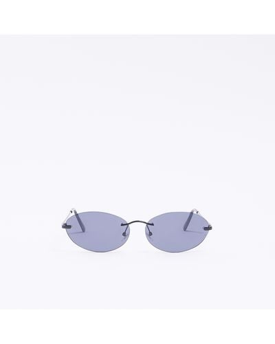 River Island Rimless Oval Sunglasses - Purple