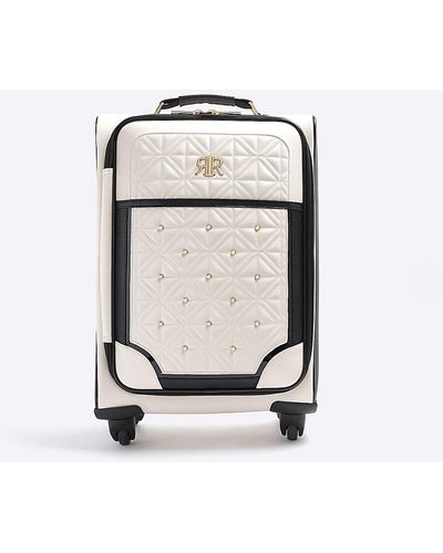 River Island Quilted Pearl Suitcase - Black