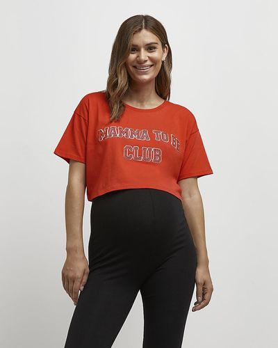River Island Red Cropped Maternity T-shirt