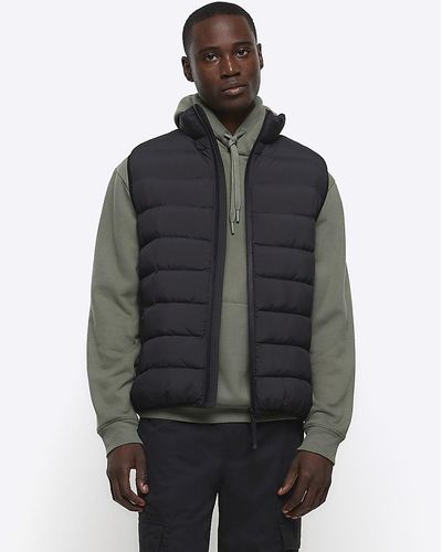 River Island Quilted Puffer Gilet - Gray