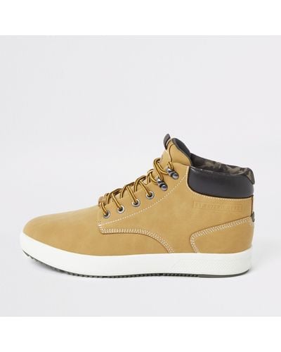 River Island Light Mid Top Trainers - Brown