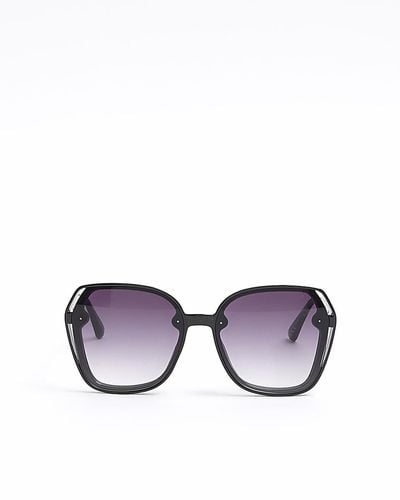 River Island Black Oversized Round Sunglasses - Purple