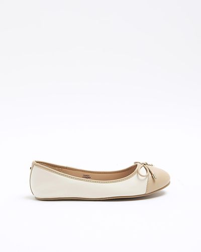 River Island Beige Wide Fit Bow Ballet Shoes - White