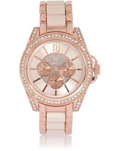 River Island Rose Gold Chunky Embellished Watch - Pink