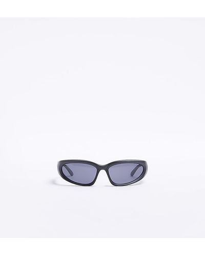 River Island Black Curved Wrapped Sunglasses - White