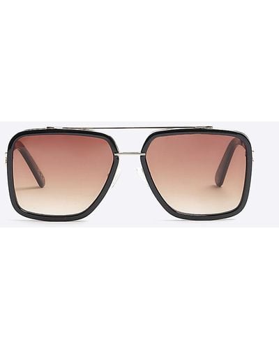 River Island Brown Navigator Sunglasses - Pink