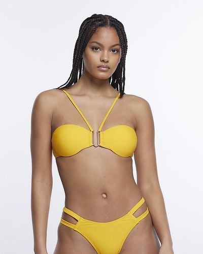 River Island Orange Trimmed Bandeau Bikini Top - Yellow