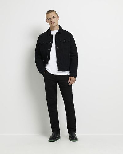 River Island Black Straight Fit Jeans - White