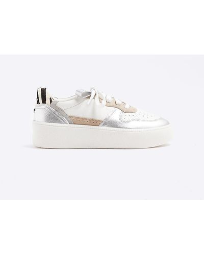 River Island Leather Platform Trainers - White