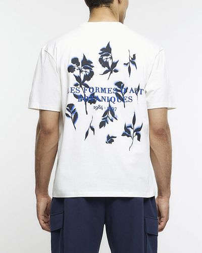 River Island Floral Blur Print T-shirt in White for Men | Lyst