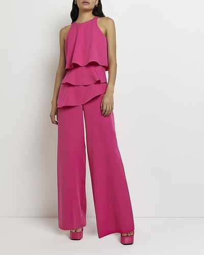 River Island Pink Layered Jumpsuit