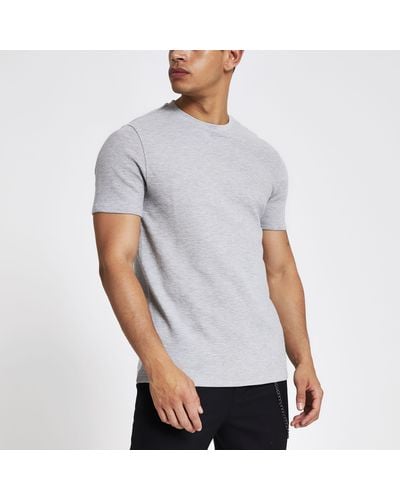 River Island Ribbed T-shirt - Grey