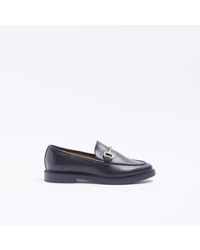 River Island Black Snaffle Detail Loafers - Blue