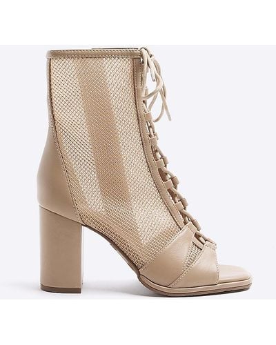 River Island Beige Mesh Lace Up Shoe Boots - White