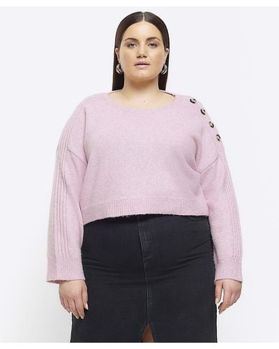 River Island Plus Pink Crop Sweater - Red