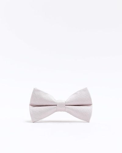 River Island Light Pink Linen Blend Bow Tie - White