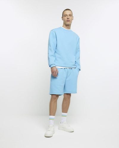 River Island Jersey Shorts - Blue