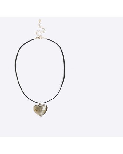 River Island Silver Heart Necklace - Metallic