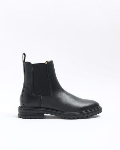 River Island Black Faux Leather Chelsea Boots