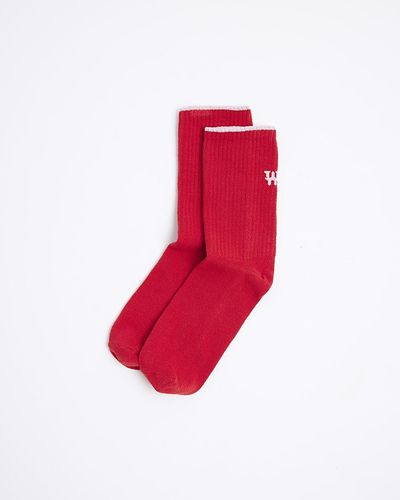 River Island Red Graphic Ankle Socks