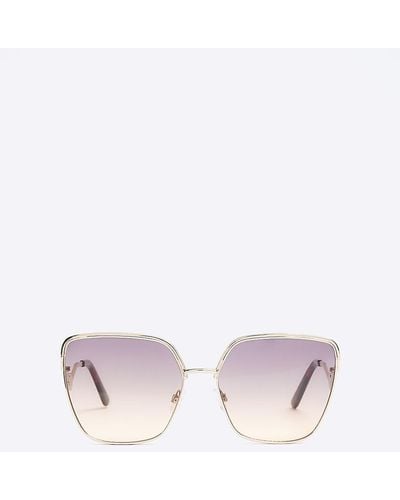 River Island Gold Oversized Sunglasses - Pink