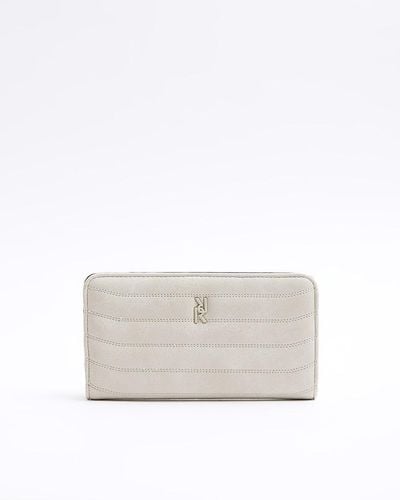 River Island Cream Quilted Foldout Purse - White