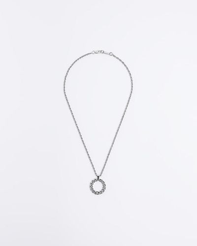 River Island Silver Colour Twisted Ring Necklace - White
