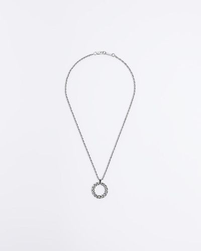 River Island Silver Color Twisted Ring Necklace - White