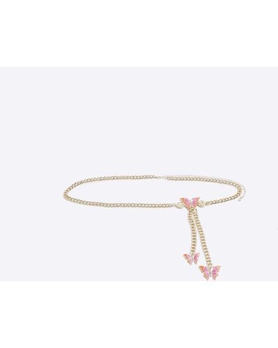 River Island Butterfly Belly Chain - White