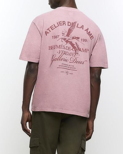 River Island Washed Pink Oversized Fit Graphic T-shirt
