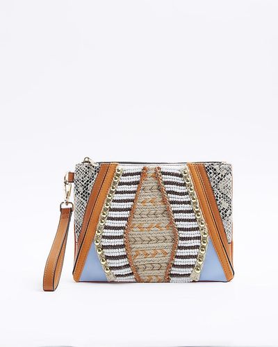 River Island Orange Beaded Pouchette Bag - White