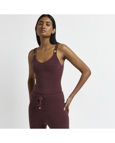 River Island Red Knitted Vest Top - Purple