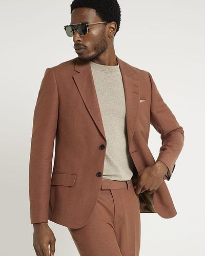 River Island Rust Blend Suit Jacket - Brown