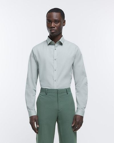 River Island Green Slim Fit Smart Shirt
