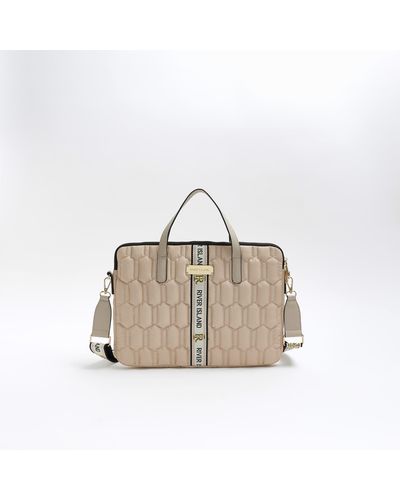 River Island Beige Quilted Laptop Case - White