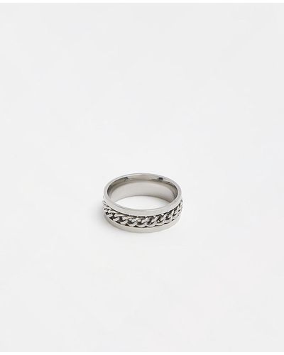 River Island Stainless Steel Chain Spinner Ring - Gray