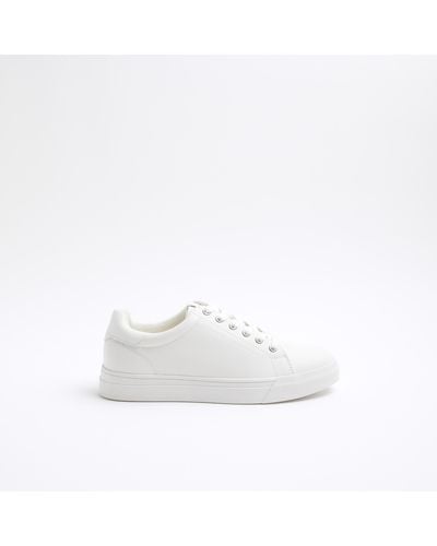 River Island White Lace Up Trainers