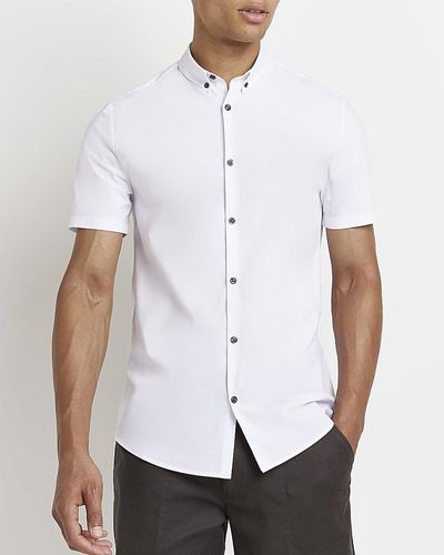 River Island White Muscle Fit Short Sleeve Shirt