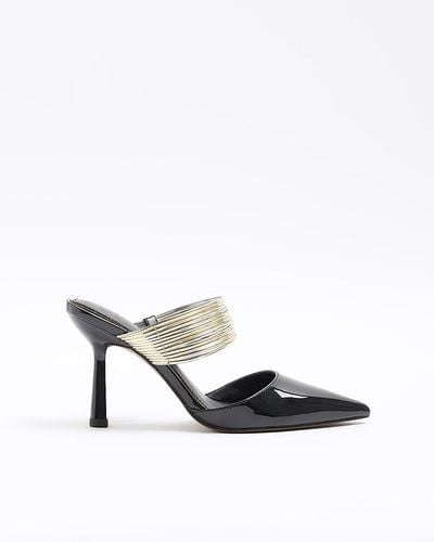 River Island Black Cuff Heeled Court Shoes - White