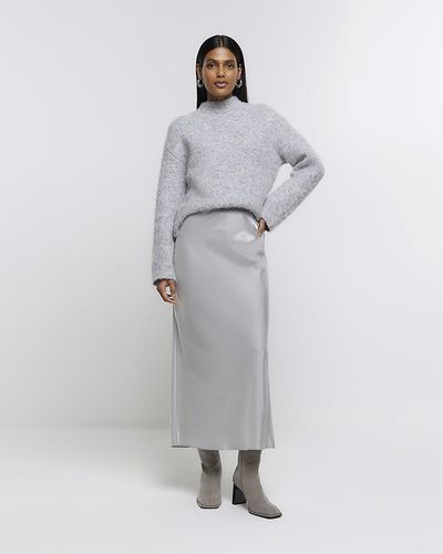 River Island Silver Shimmer Maxi Skirt - White