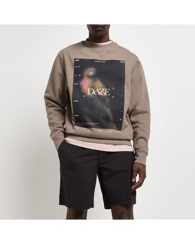 River Island Grey Regular Fit Graphic Daze Sweatshirt