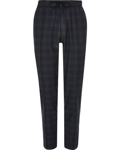 River Island Big And Tall Check Smart joggers - Blue