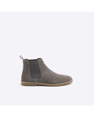 River Island Suede Chelsea Boots - Grey