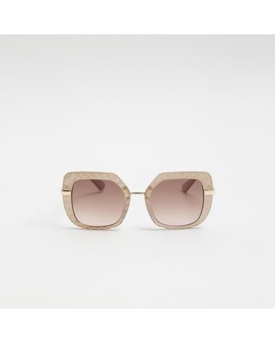 River Island Cream Textured Oversized Sunglasses - Pink