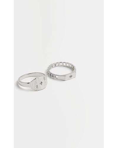 River Island Silver Color Rings Multipack - Gray